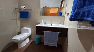 Sèche-cheveux, serviettes fournies, savon, papier toilette