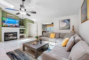 Smart TV, ping pong, books, offices