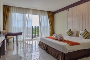 Deluxe Double Room, Balcony, Mountain View | In-room safe, desk, laptop workspace, iron/ironing board