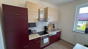 Frigorífico, microondas, horno y placa de cocina