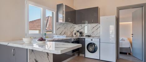 Fridge, oven, stovetop, dishwasher