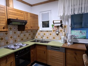 Fridge, microwave, stovetop, dishwasher