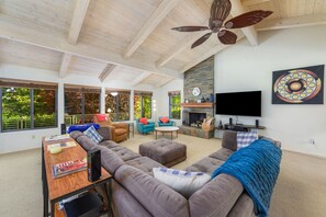 TV, fireplace