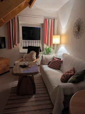 Televisión y chimenea