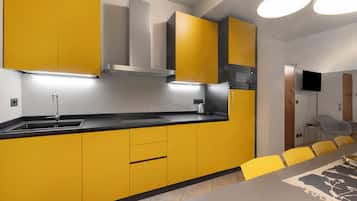 Kühlschrank, Mikrowelle, Herdplatte, Geschirrspüler
