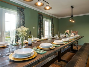 Dining - Beautiful  villa for 19 people with hot tub, WIFI, private pool and pets allowed (Carmarthen)