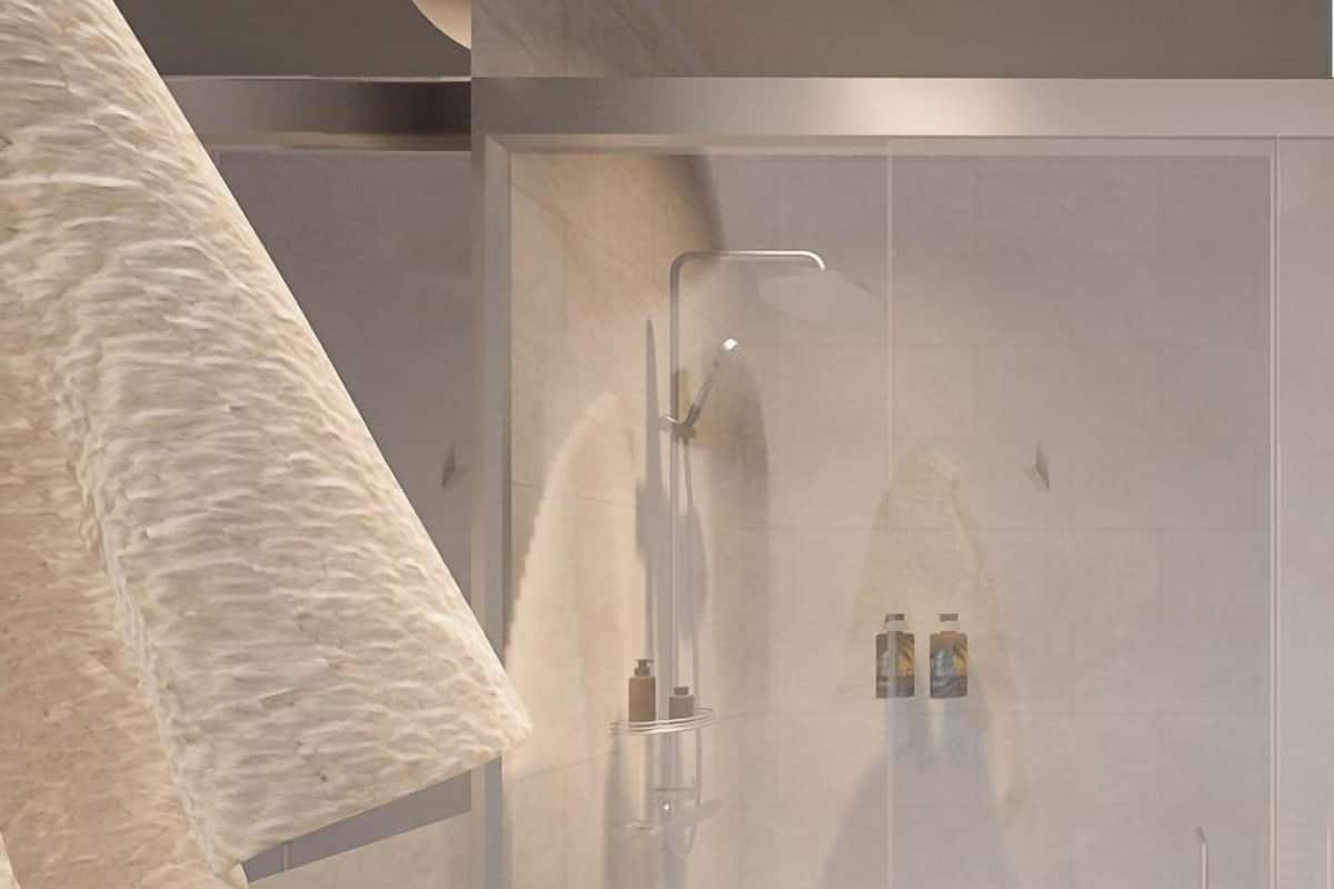 Shower, towels, soap, shampoo