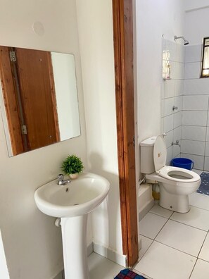 Douche, serviettes fournies, savon, papier de toilette