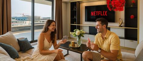 Deluxe Apartment, Mountain View | Living area