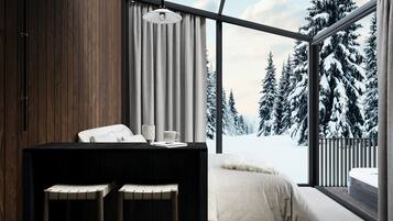 Stuga Superior | Sängtillbehör av högsta kvalitet, skrivbord och strykjärn/strykbräda