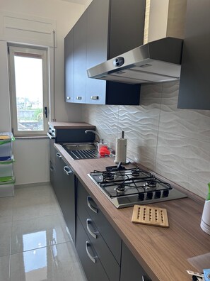 Fridge, oven, stovetop, dishwasher