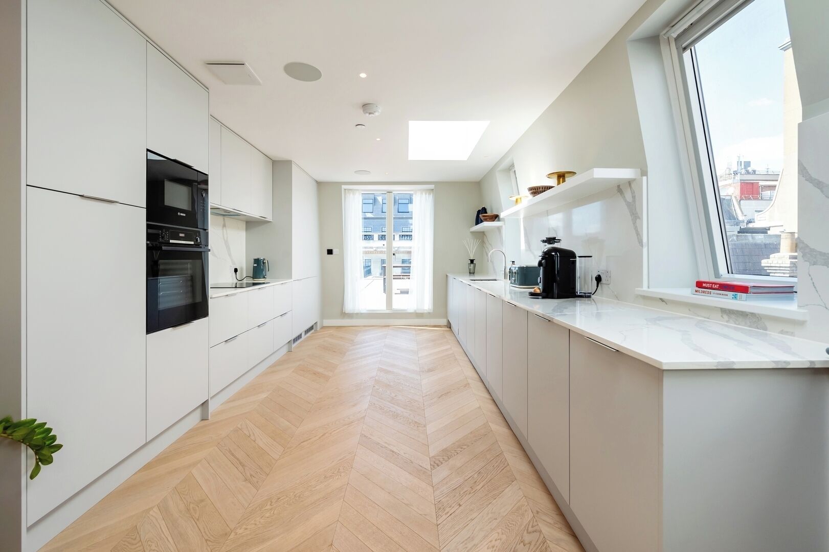 Fridge, microwave, oven, dishwasher