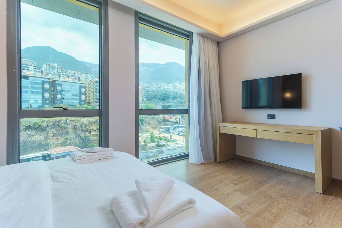 Studio, 1 Tempat Tidur Double, dapur kecil, pemandangan gunung | Didekorasi berbeda-beda dan dilengkapi dengan perabotan berbeda-beda