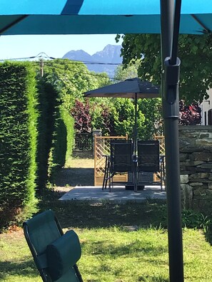 Terrace/patio - Vue du Gar - Gateway to the Pyrenees for hikers, cyclists, skiers & relaxation. (Saléchan)