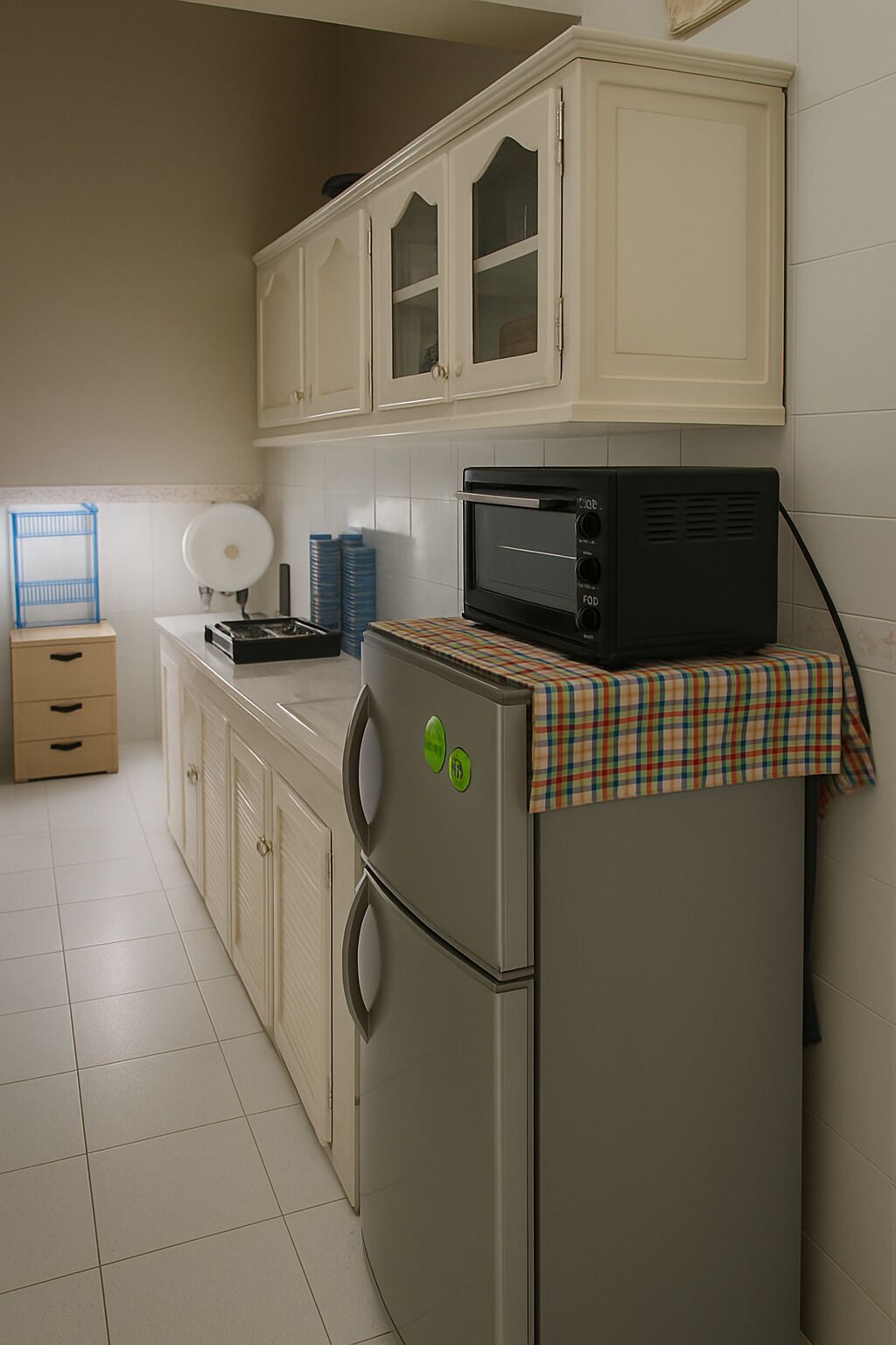 Fridge, oven, stovetop, coffee/tea maker