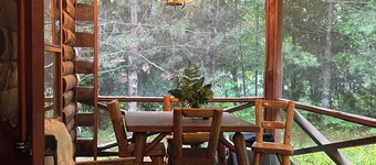 Elegant and cozy log cabin combines vintage design with contemporary luxury