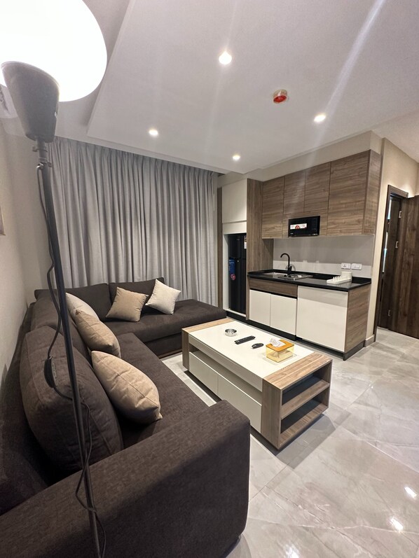 Apartment, 1 Schlafzimmer, barrierefrei, Raucher | Wohnzimmer