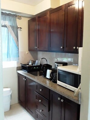 Fridge, microwave, toaster