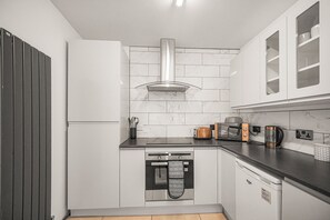 Fridge, microwave, oven, electric kettle