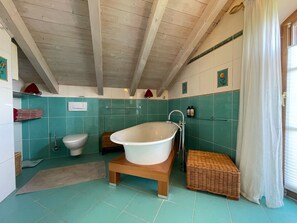 Hair dryer, towels, soap, toilet paper - Family home in Truchtlaching (Seeon-Seebruck)