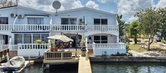 Superb villa on the water, close to supermarket restaurants & fantastic beaches.