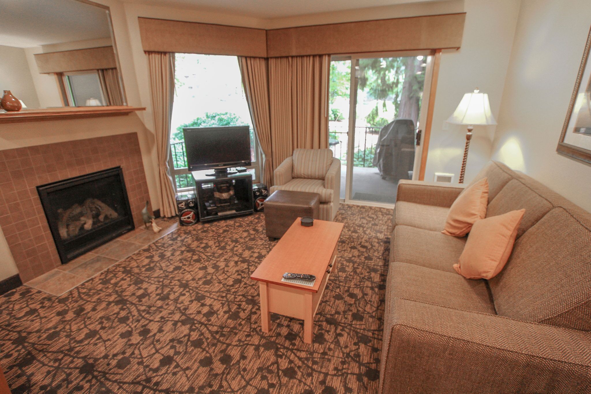 Televisión y chimenea 