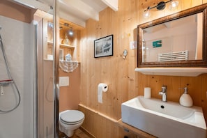 Regadera, secadora de cabello, toallas