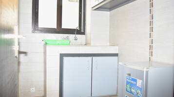 Mini-fridge, microwave