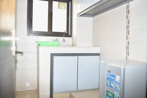 Mini-fridge, microwave