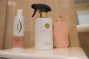 Douche, sèche-cheveux, serviettes fournies