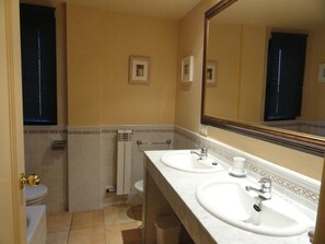 Assecador de cabells, bidet, tovalloles i sabó