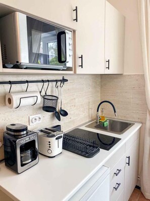 Fridge, microwave, stovetop, coffee/tea maker - Studio with air conditioning (Hévíz)