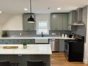 Fridge, microwave, oven, stovetop - Newly Renovated Remote 3-Bedroom House Close to Patoka Lake (Taswell)
