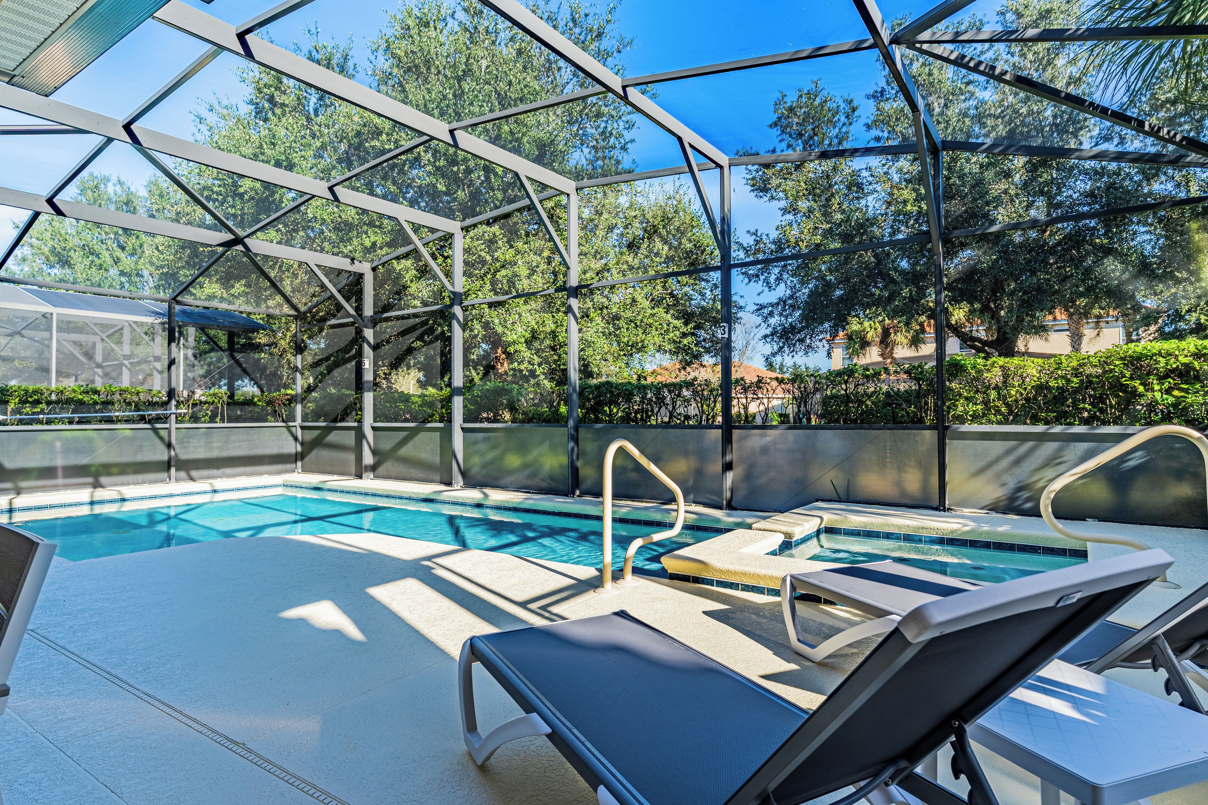 Outdoor pool, sun loungers