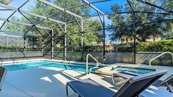 Outdoor pool, pool loungers