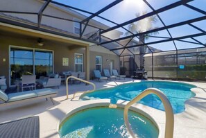 Outdoor pool, pool loungers