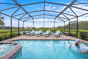 Outdoor pool, sun loungers
