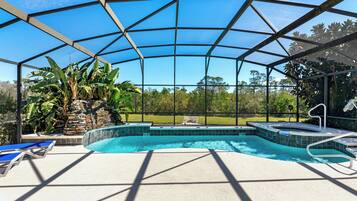 Outdoor pool, sun loungers