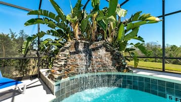 Outdoor pool, sun loungers