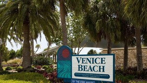 A sign for Venice Beach, Sarasota County Parks & Recreation Department, City Owned - County Operated, located at 101 The Esplanade. - Renovated 1925 Bungalow • Heated Pool • 3BR En-Suite • 2 Mi to Venice Beach (Venice)