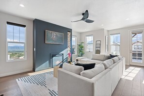 Smart TV, fireplace, computer monitors, printers