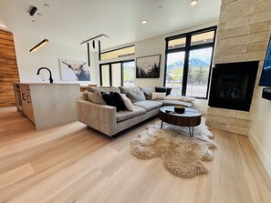 Smart TV, fireplace, stereo
