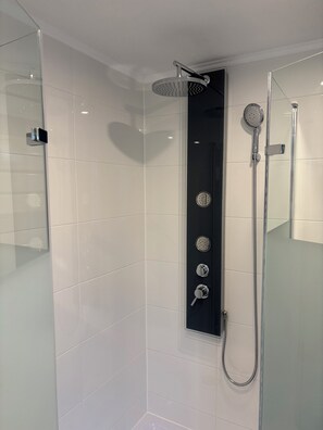 Hair dryer, towels, soap, shampoo - Black Forest apartment Tannenglück with large terrace, parking and WLAN (Alpirsbach)