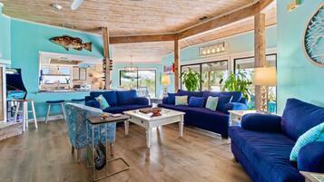 Smart TV, fireplace, video games, books