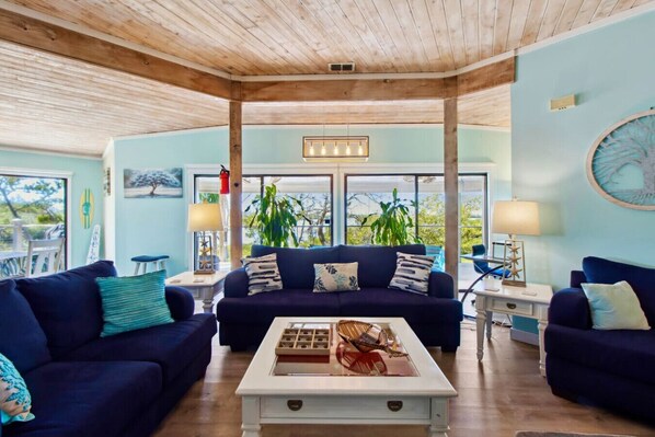 Smart TV, fireplace, video games, books