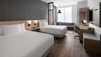 Room, Accessible Bathtub (Specialty 2 Queen Beds with Sofa Bed) | Hypo-allergenic bedding, in-room safe, desk, laptop workspace