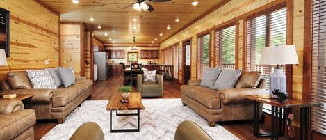 Una televisión, una chimenea, videojuegos