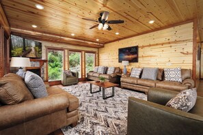 TV, fireplace, video games