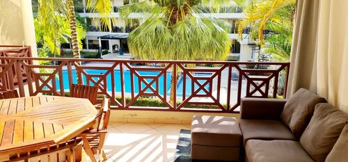 Apartment within a hotel.