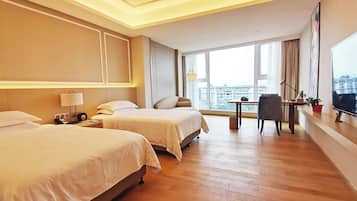 In-room safe, desk, blackout curtains, soundproofing